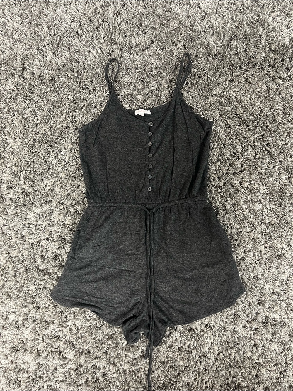 Colsie Charcoal Gray Sleeveless Button Romper